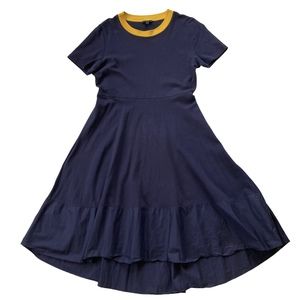 COS Cotton Short Sleeve T-Shirt Dress Size Large Navy Yellow